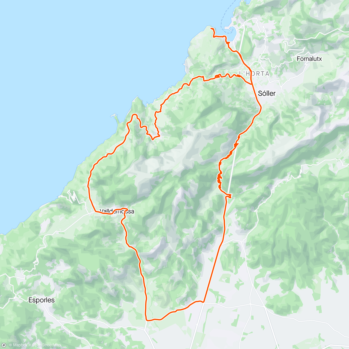 Map of the activity, Soller - valldemossa - deia - Soller