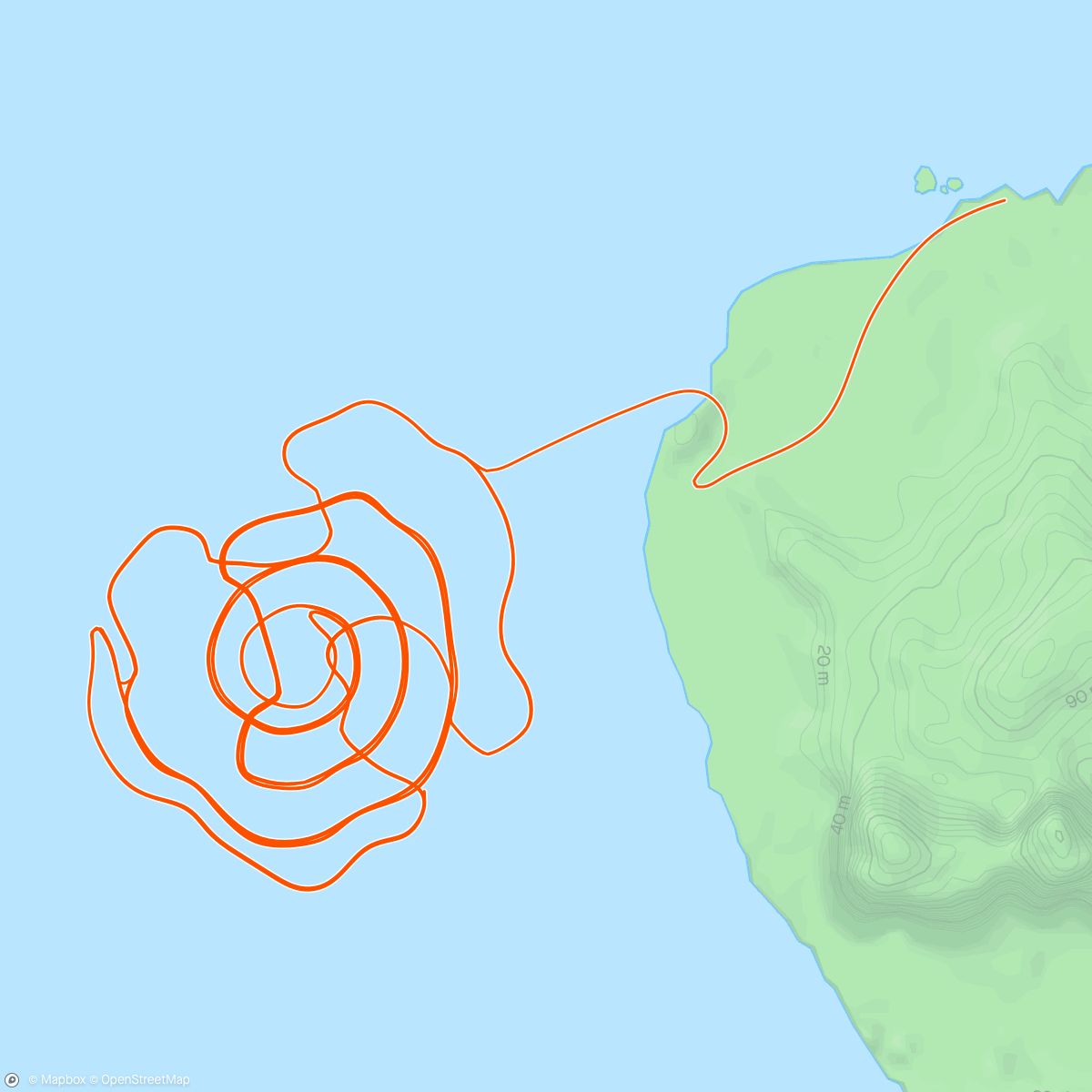 Карта физической активности (Zwift - Group Ride: 3R VOLT Interval Ride [~2.6-3.2 w/kg avg] (C) on Whole Lotta Lava in Watopia)