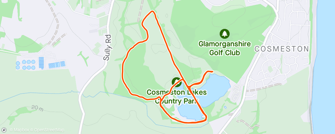Map of the activity, Cosmeston park run (south wales)