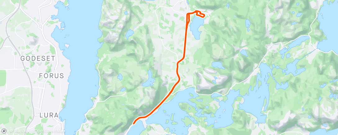Map of the activity, 90 min - kontrollert puls/tempo