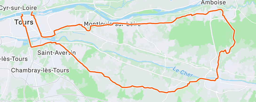 Map of the activity, Afternoon Ride