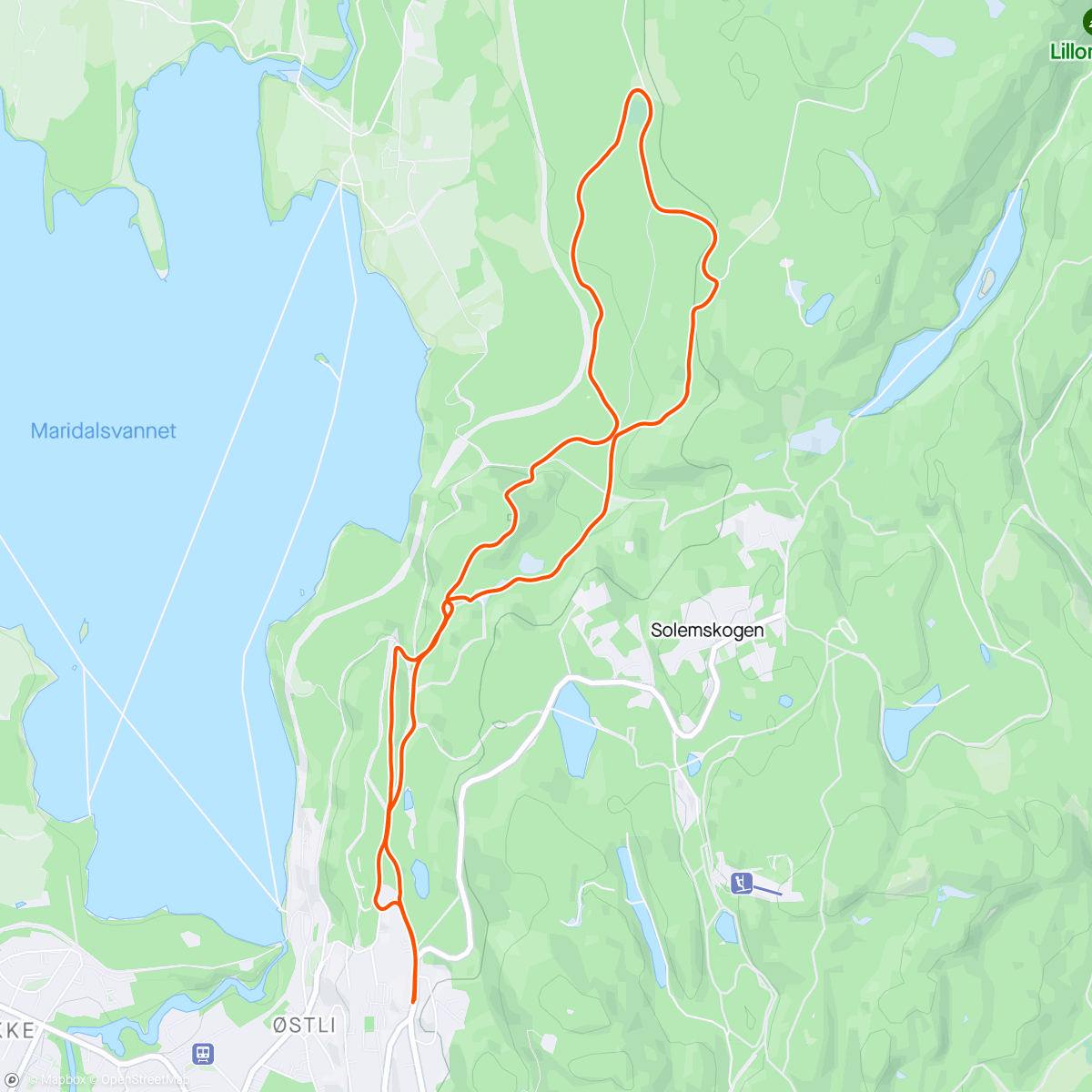 Map of the activity, Rolig hundeludting med sykkel
