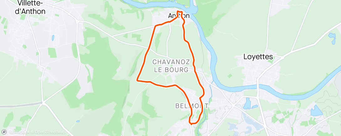 Mappa dell'attività Anthon, Course à pied le matin