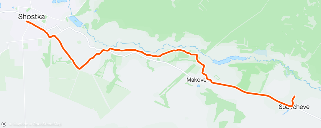 Map of the activity, Evening ride. С дачи.