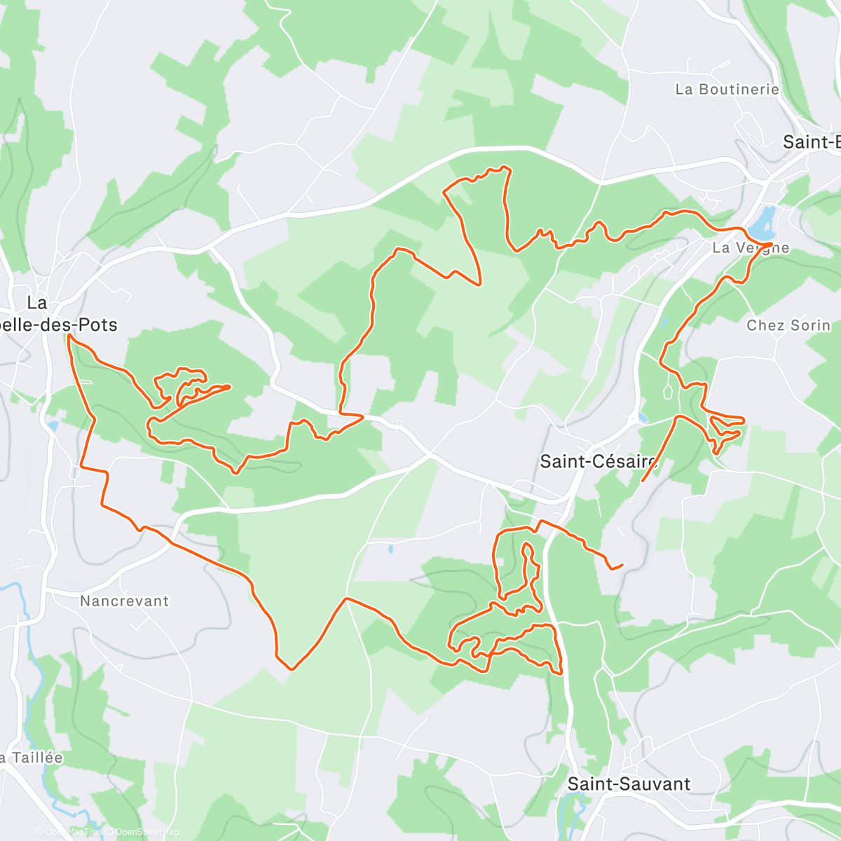 Map of the activity, 40km relais Paléotrail