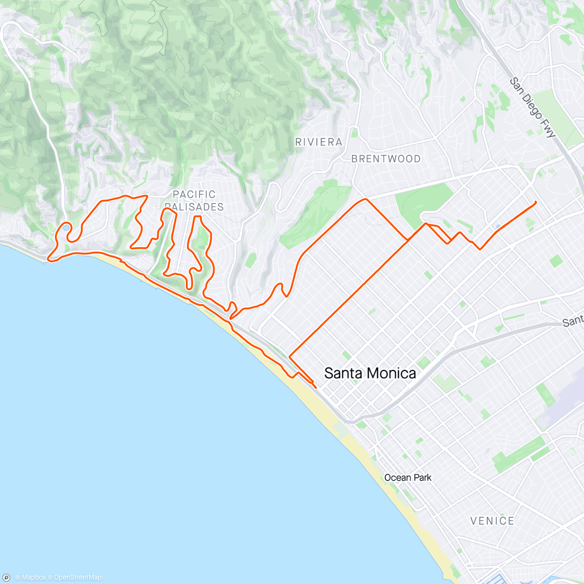 Map of the activity, 21 mile ride