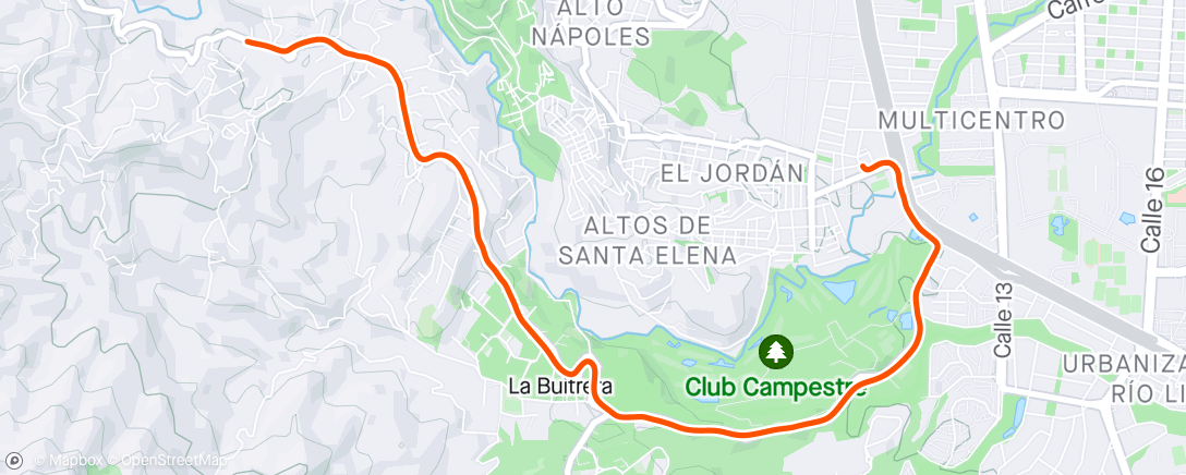 Map of the activity, Vuelta ciclista por la tarde