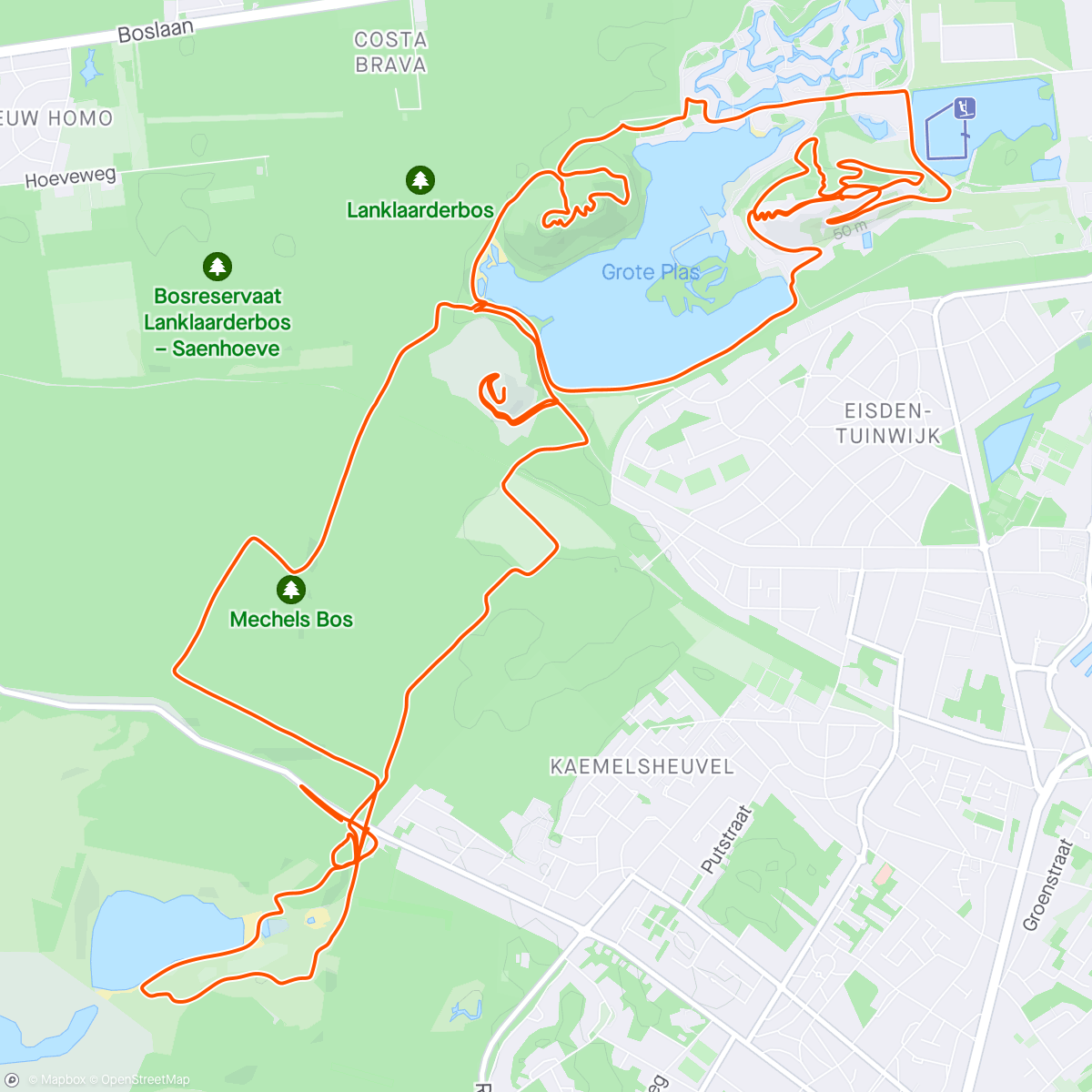 Map of the activity, Long easy endurance with Sam ✌🏽, with a lot of mud and hills 🤪🤪