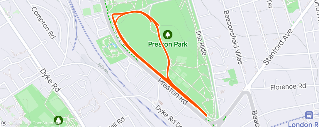 Map of the activity, Preston park park run - marker 4