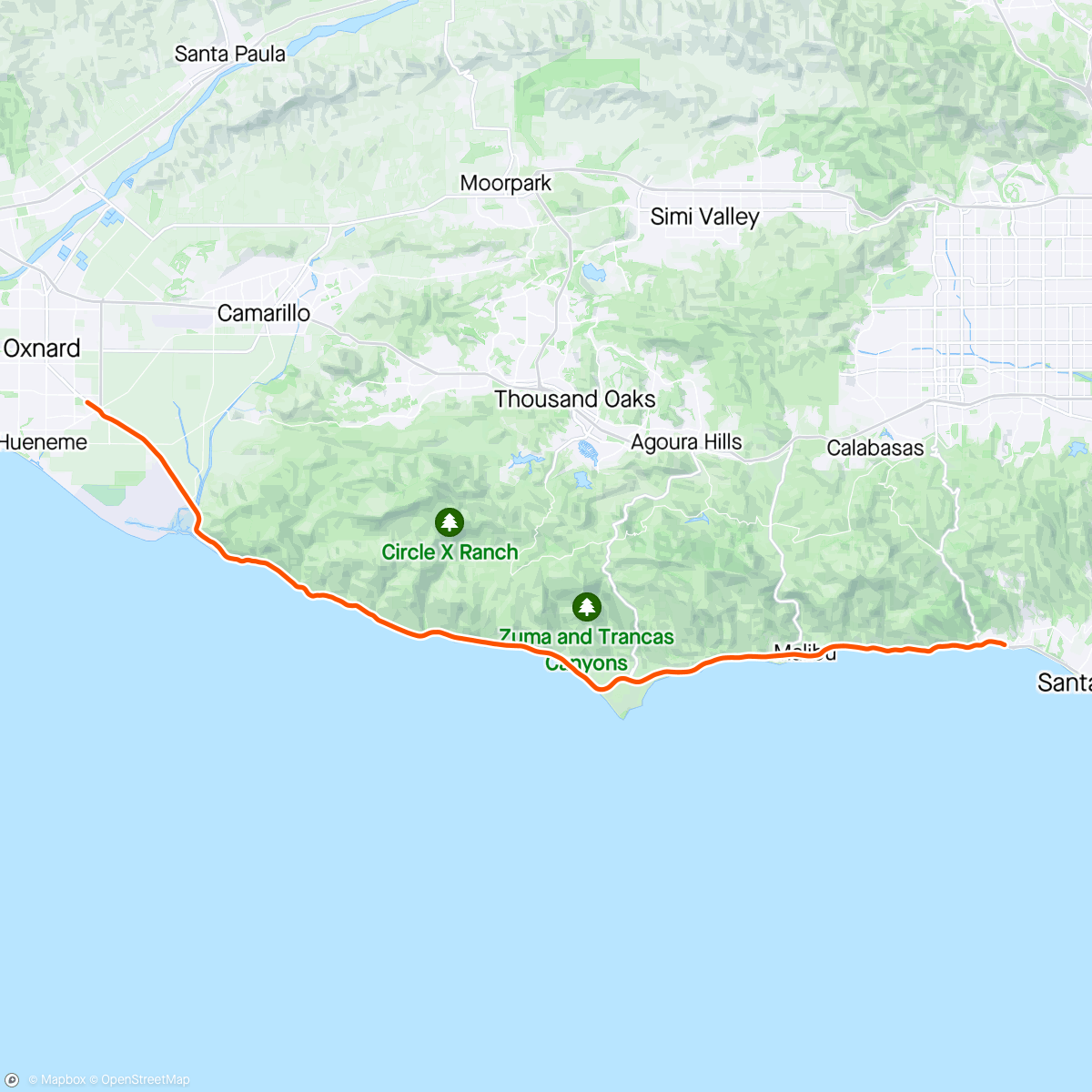 Map of the activity, ROUVY - Pacific coast through Malibu | California | USA