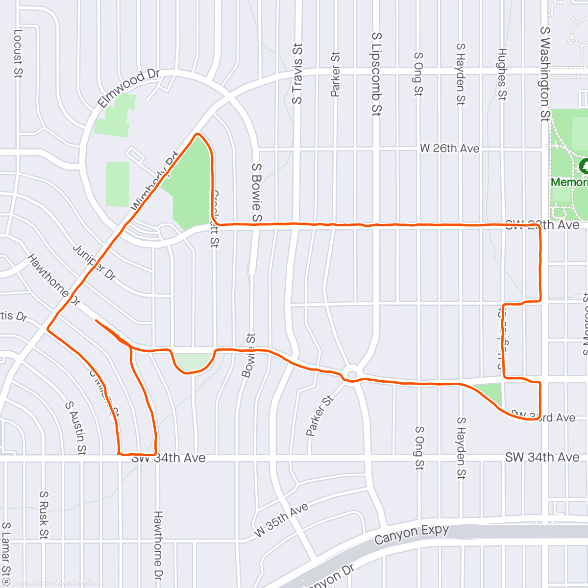 Map of the activity, Amarillo run