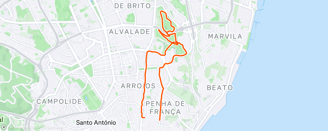 Map of the activity, Lisbon city run