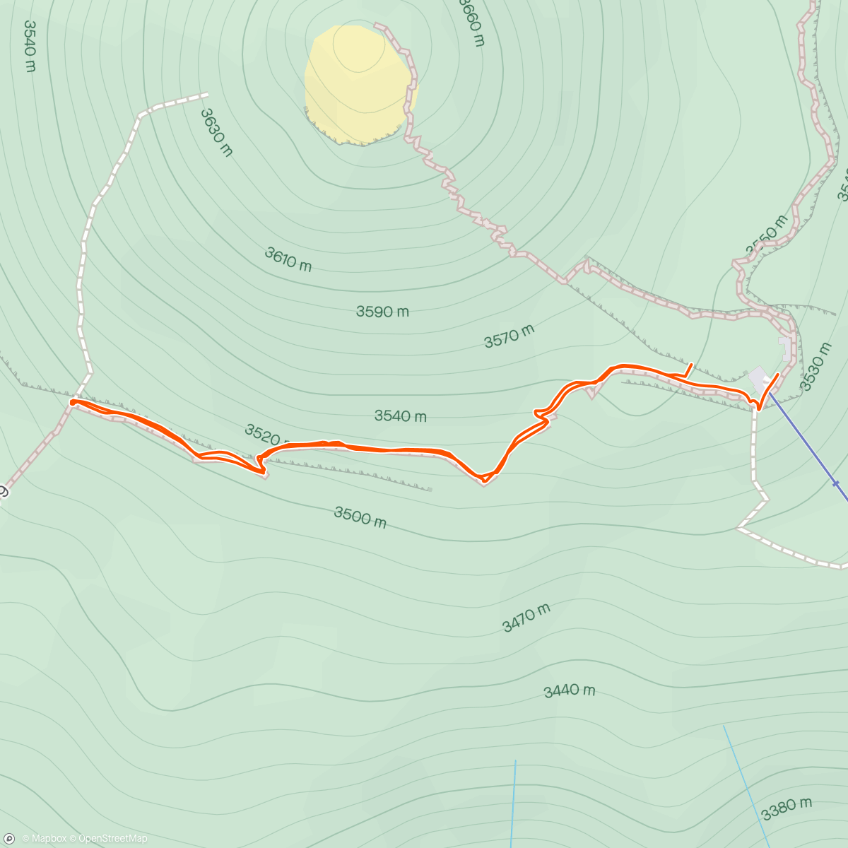 Map of the activity, Afternoon hike at 3,500m. Thin air