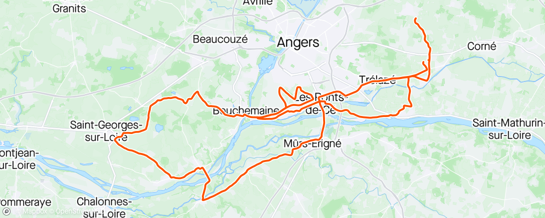 Map of the activity, Sortie avec les Ponts de Cé. Avec la petite rallonge pour faire 100.