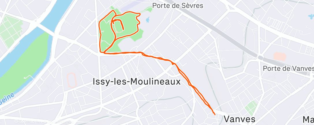 Map of the activity, Evening Run