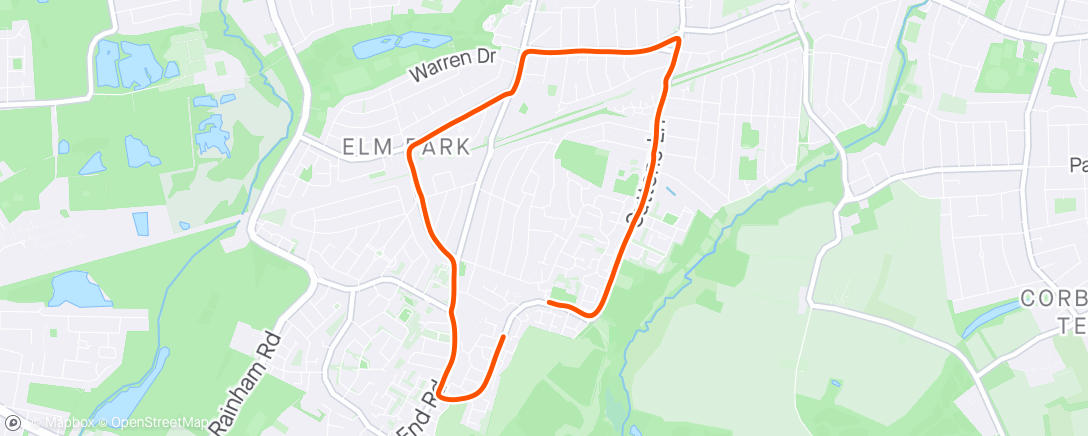 Map of the activity, Fartlek around the block