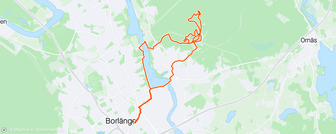 Map of the activity, 65min distans, 5an Bergebo