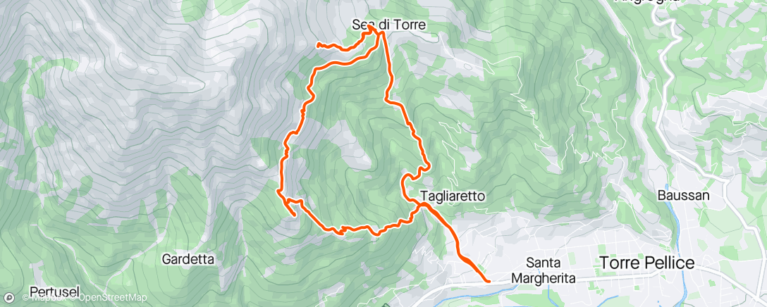 Map of the activity, Monte Castlus + Sea di Torre