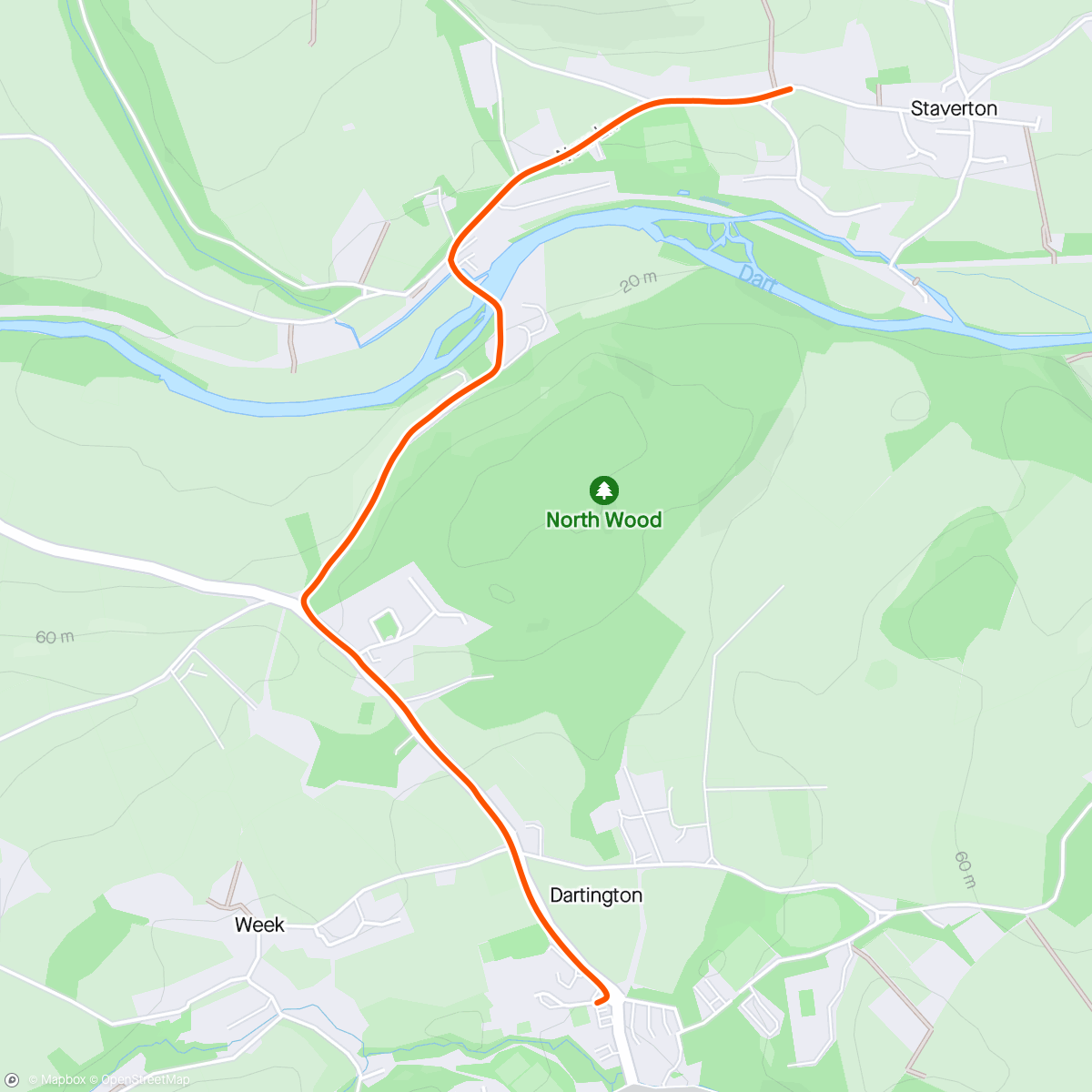 Mapa da atividade, Afternoon Ride with Toby to dartington