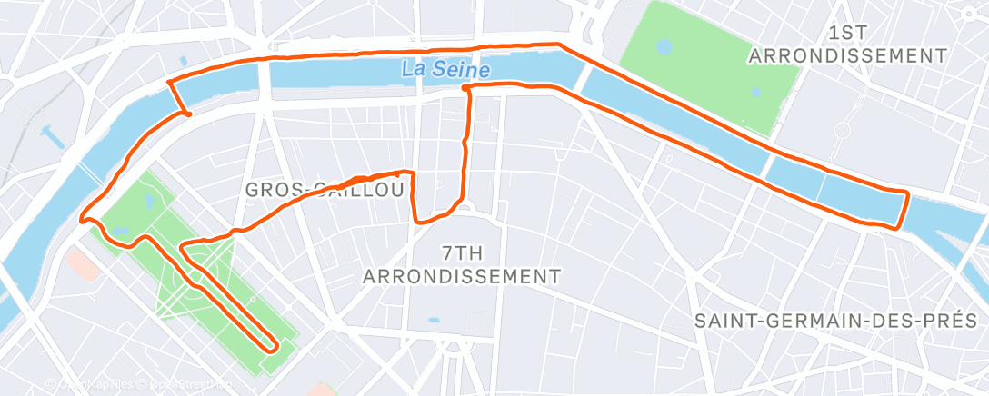 Map of the activity, I love the smell of sweat in the morning