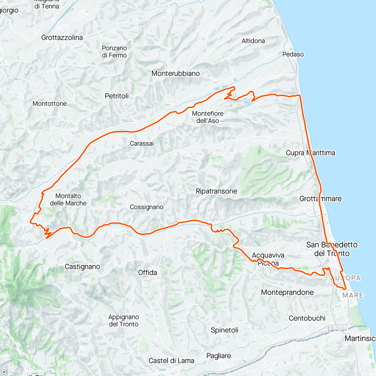 Map of the activity, GF San Benedetto del Tronto 17* di categoria,  percorso unico causa condizioni meteo avverse