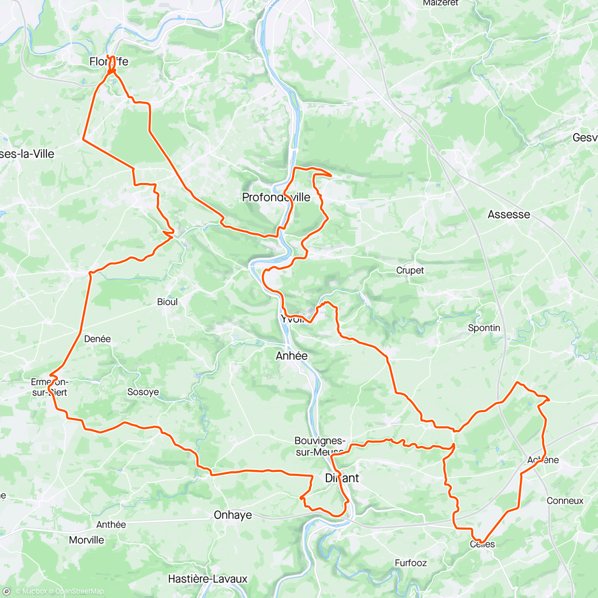 Map of the activity, Tour de Namur cyclo