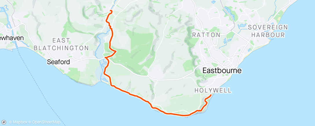 Карта физической активности (South Downs Way - Day One - Eastbourne to Alfriston)