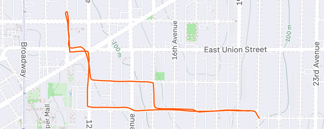 Map of the activity, Post call gym run 🌞