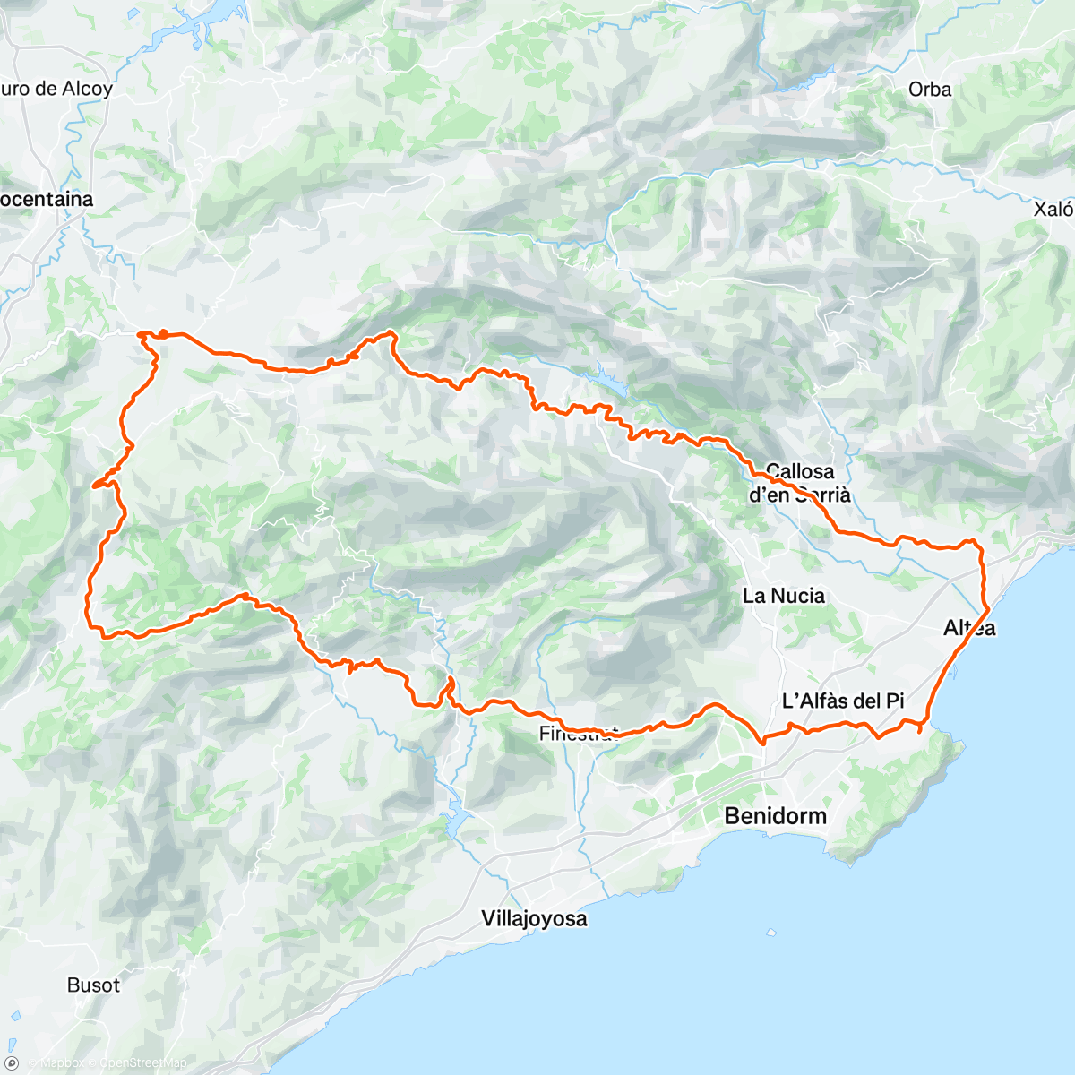 Map of the activity, Guadelest-Confrides-Benifallim-Torre