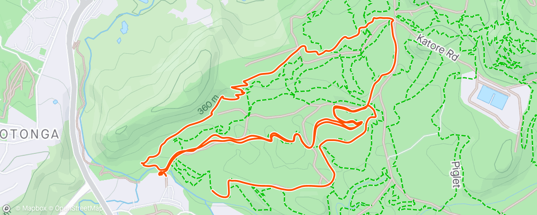 Map of the activity, Hitting the trails with a baby seat on a gravel bike.