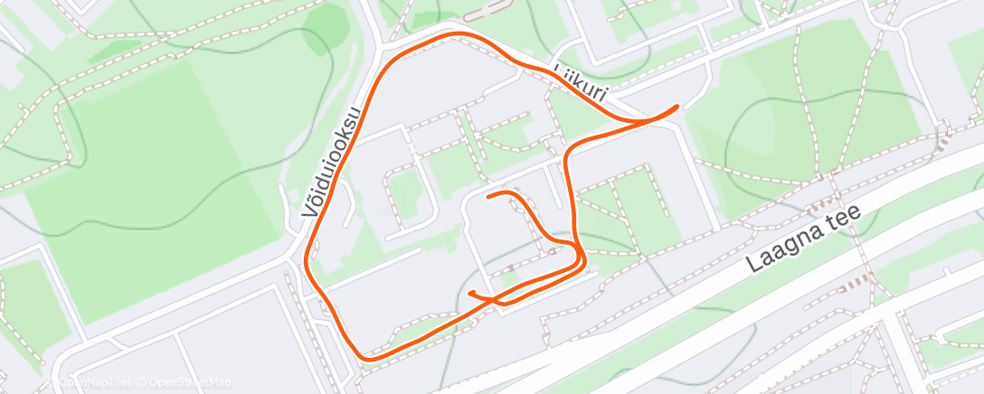 Map of the activity, Evening Run