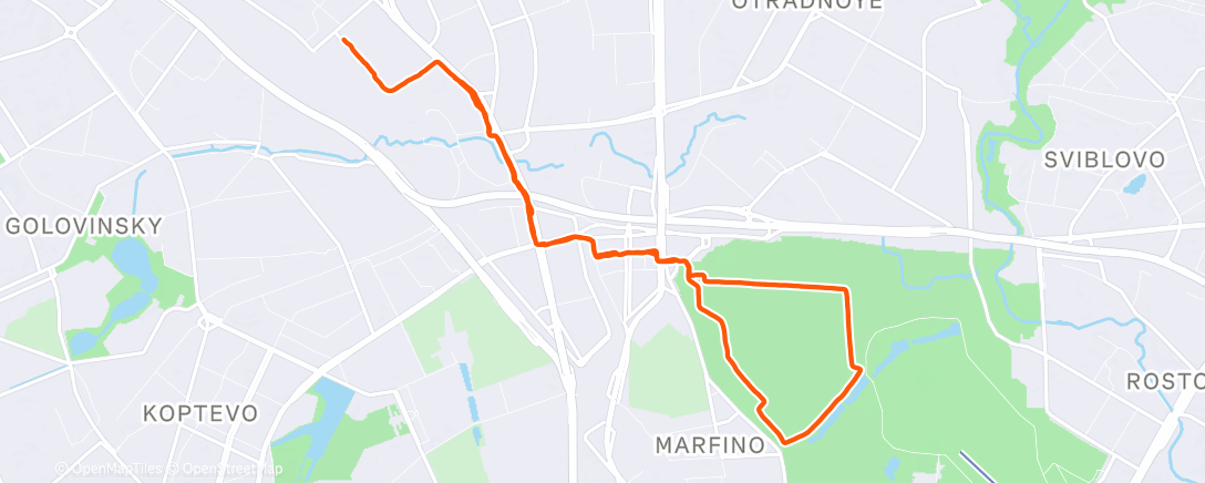 Map of the activity, Afternoon Run