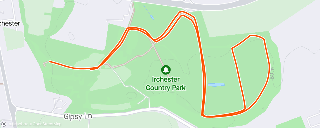 Map of the activity, Irchester parkrun