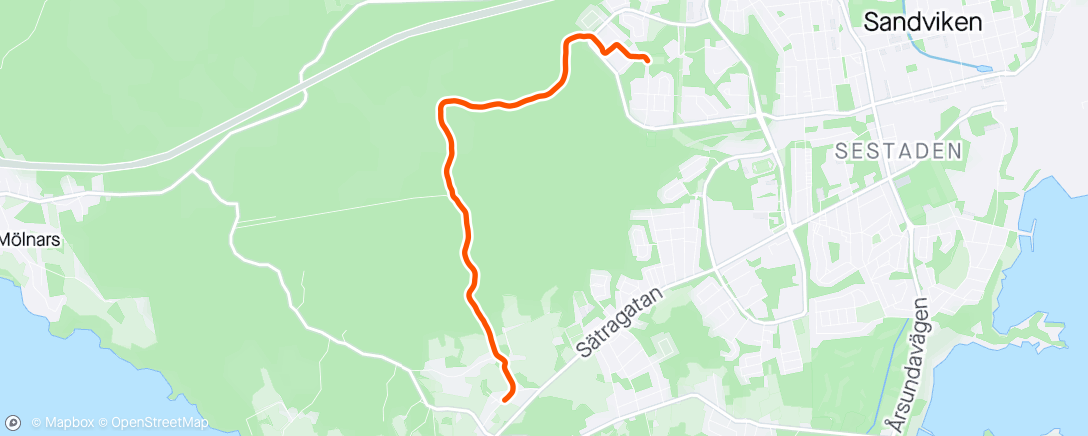Map of the activity, Night Mountain Bike Ride