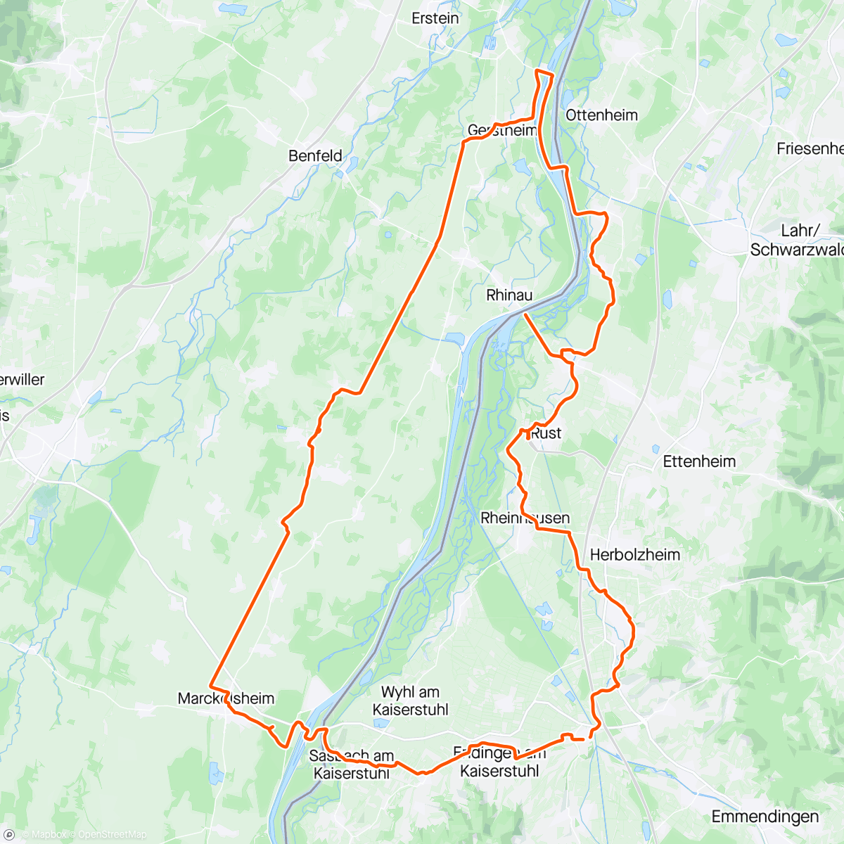 Map of the activity, Riegel 24 - Rust und nach Frankreich