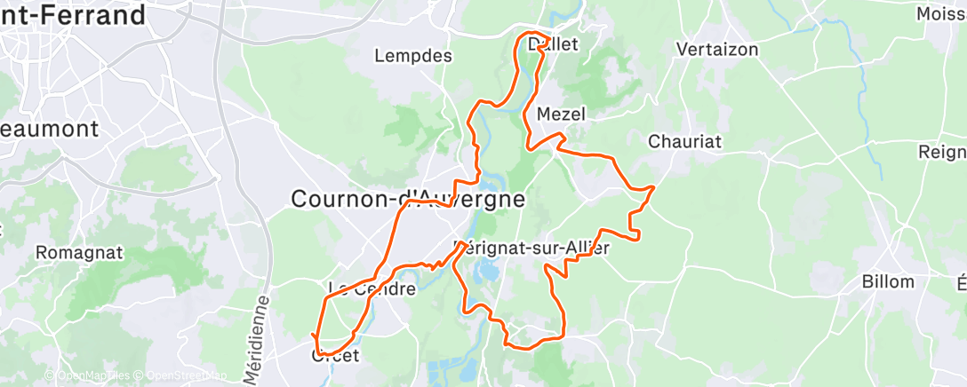 Map of the activity, Sortie VTT dans l'après-midi