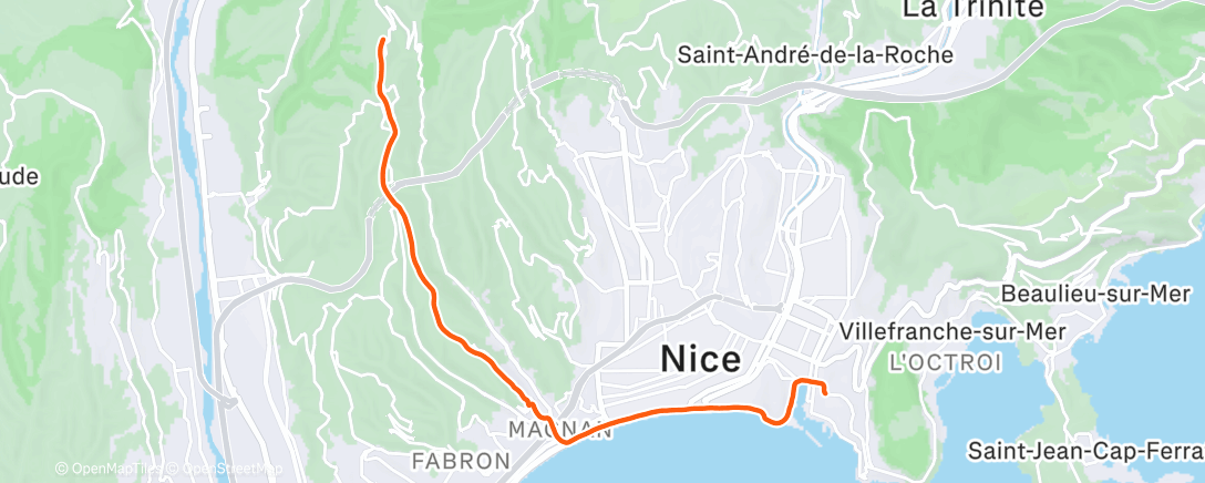 Map of the activity, Course à pied dans l'après-midi
