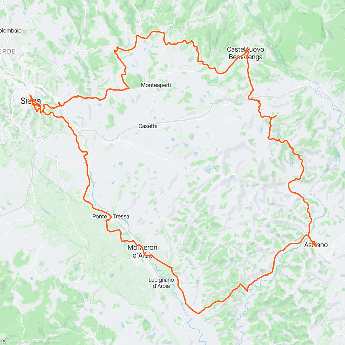 Map of the activity, Dzień 7 - część Strade Bianche + Siena
