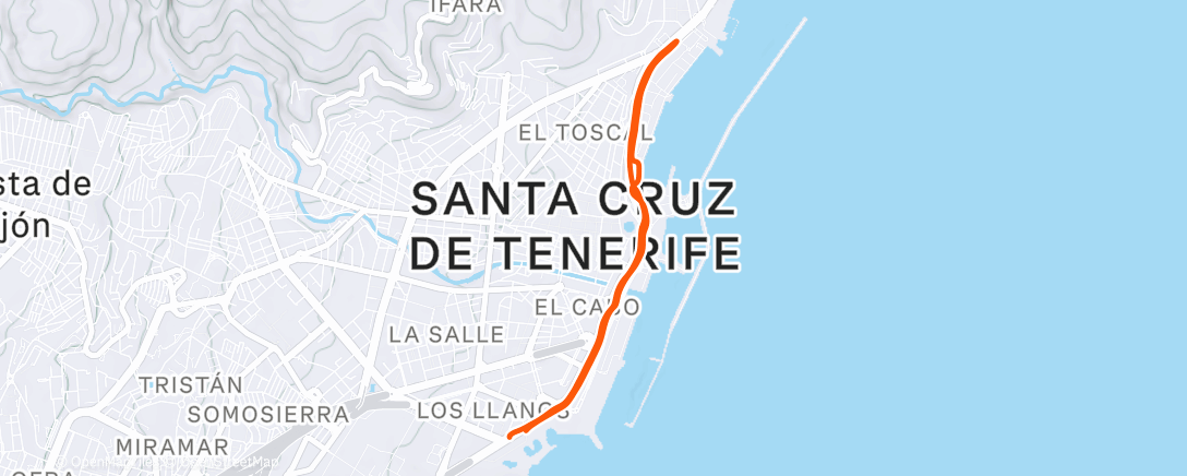 Map of the activity, Carrera de noche