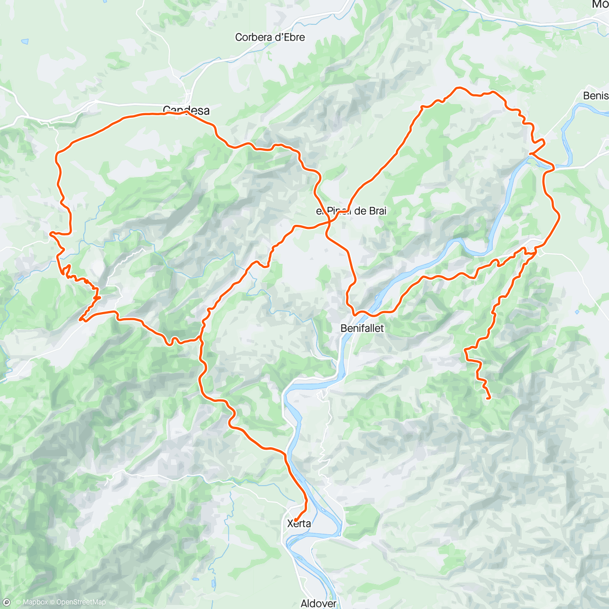Map of the activity, Xerta, Prat de Compte, Coll Ventas 😍😍😍 Bot, Gandesa, Rasquera, Pujada al Cardó 😍😍😍, Miravet, El pinell