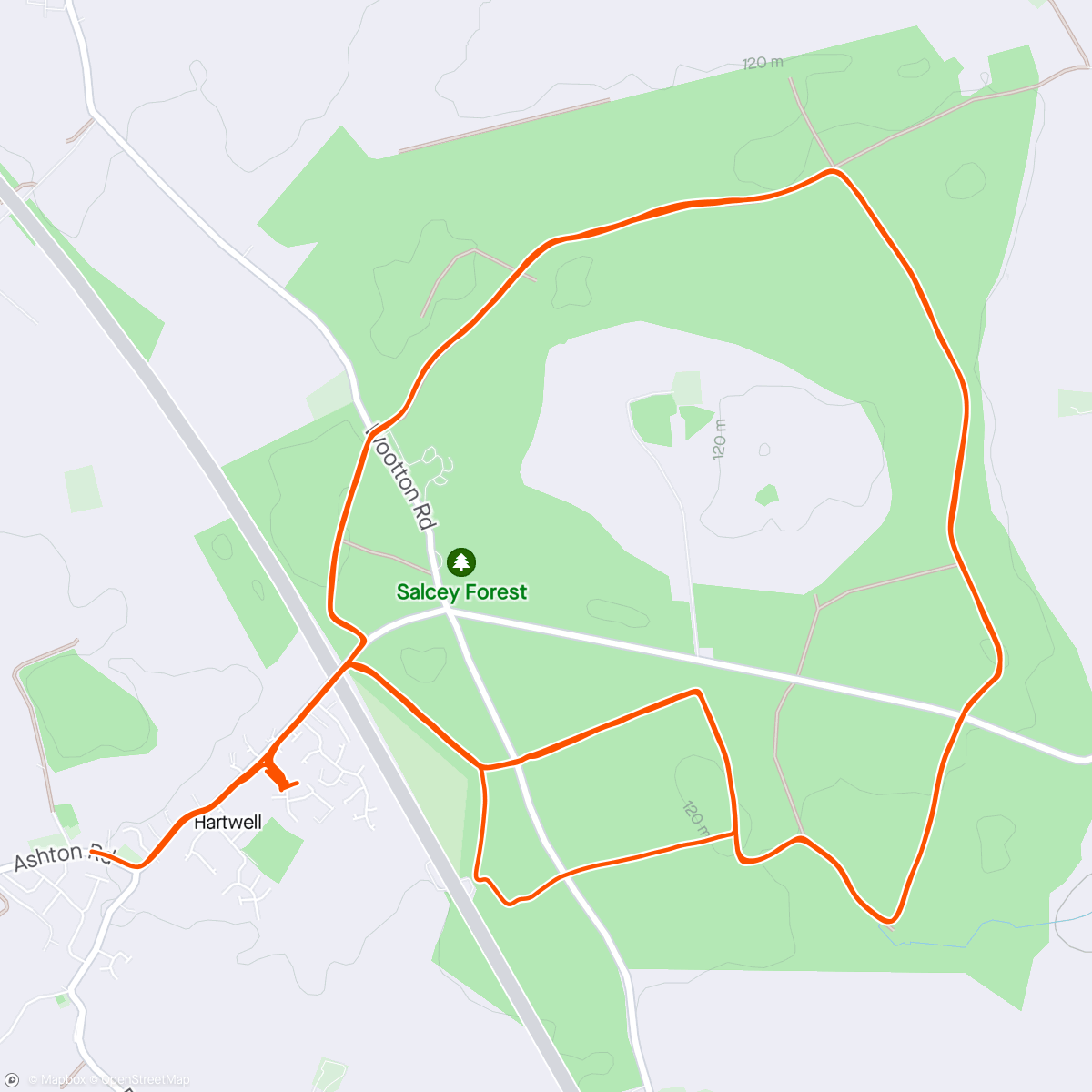 Map of the activity, 20 mile training walk