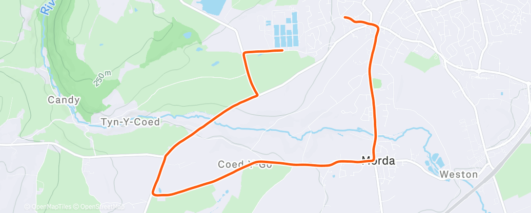 Map of the activity, Afternoon Run