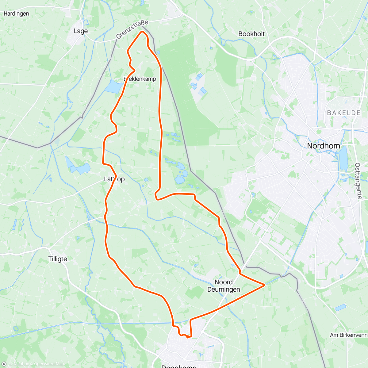 Map of the activity, kort ritje in de kou naar Breklenkamp
