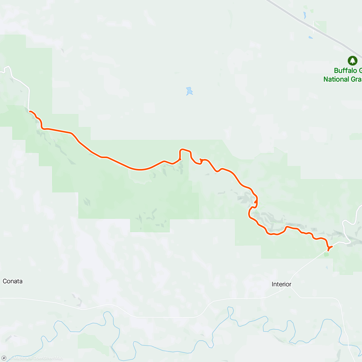Map of the activity, Badlands NP Ride