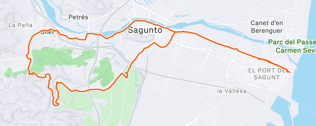 Map of the activity, Bicicleta por la tarde