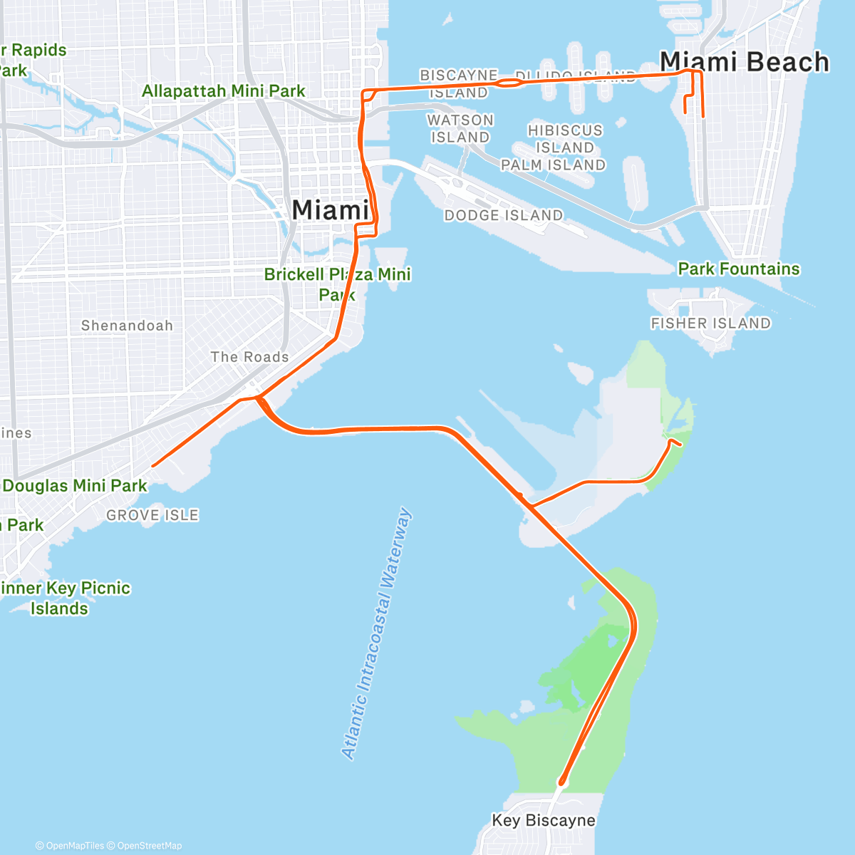 Map of the activity, New vid: Miami Hammer Ride Fri. 12/5/25 - Maimi is #1 for AM sporting activities