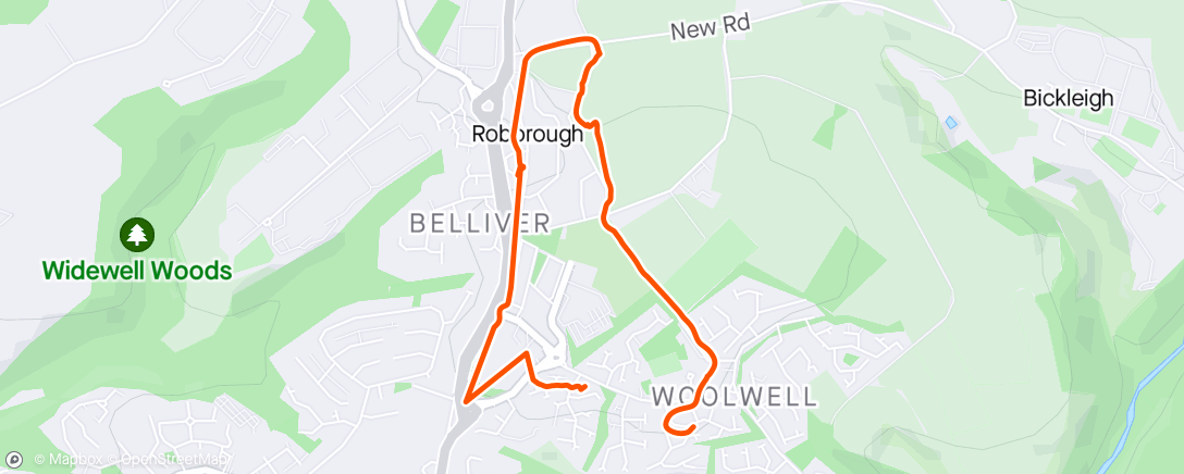Map of the activity, Reverse Run To Roborough And Back