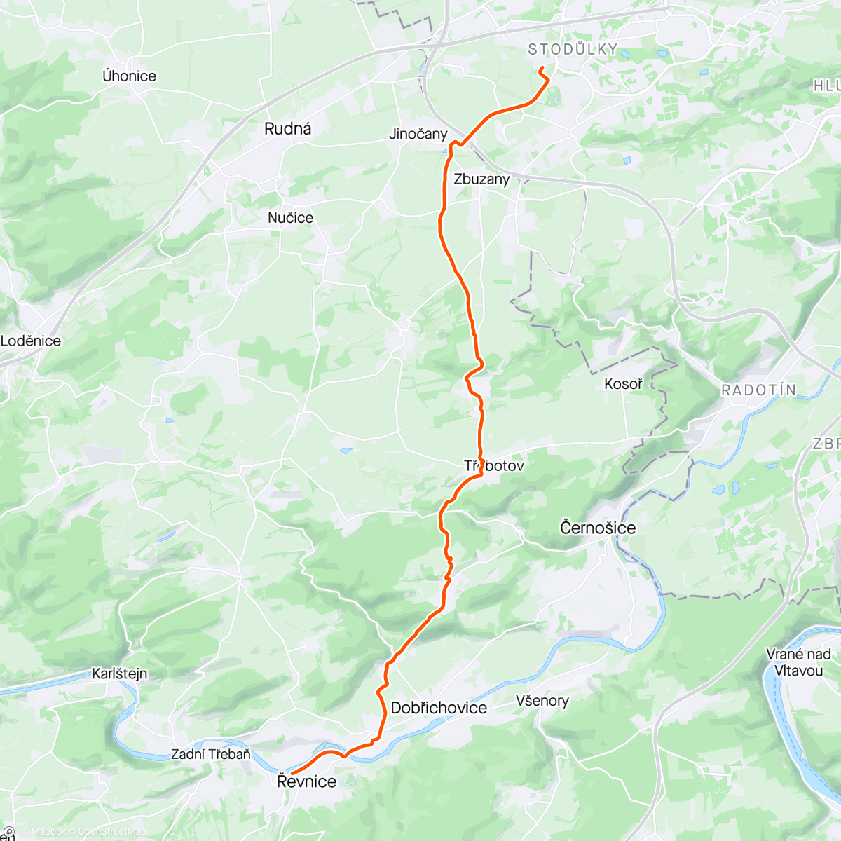 Map of the activity, Řevnice - W02B - 15x1m fast/easy