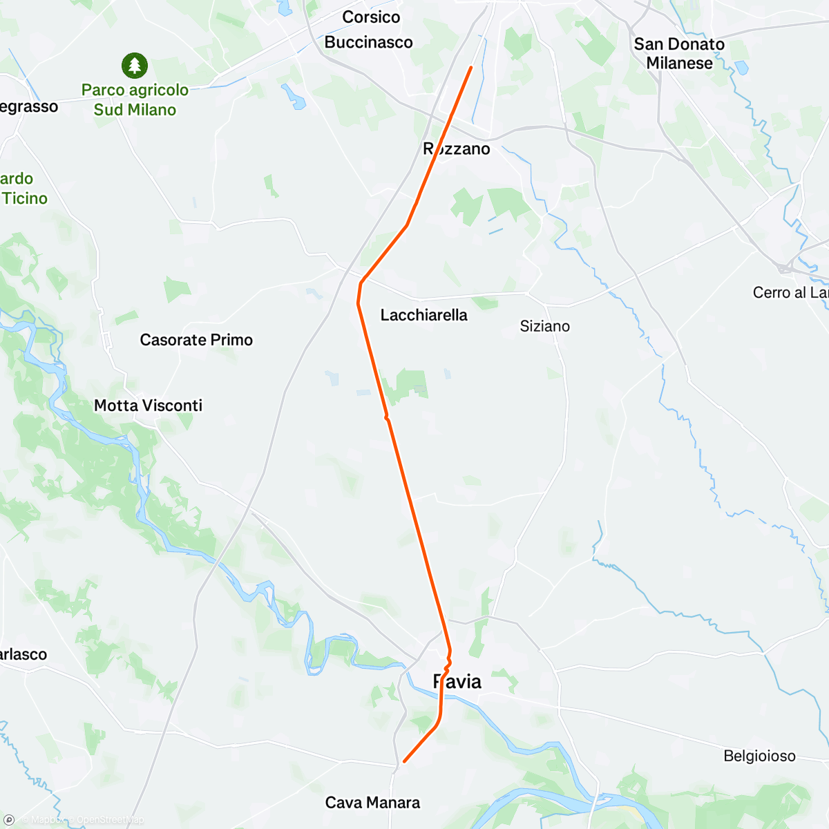 Map of the activity, ROUVY - Milan to Pavia | Italy
