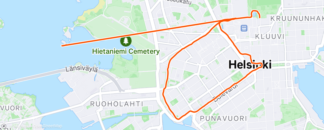 Map of the activity, Easy run before flight
